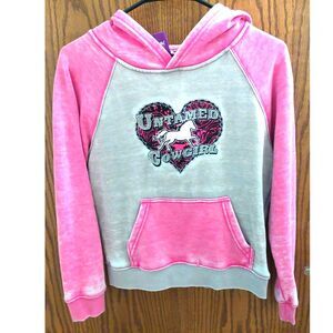 Untamed Cowgirls Cowgirl Hardware Pink Western Hoodie Sweatshirt Girls M